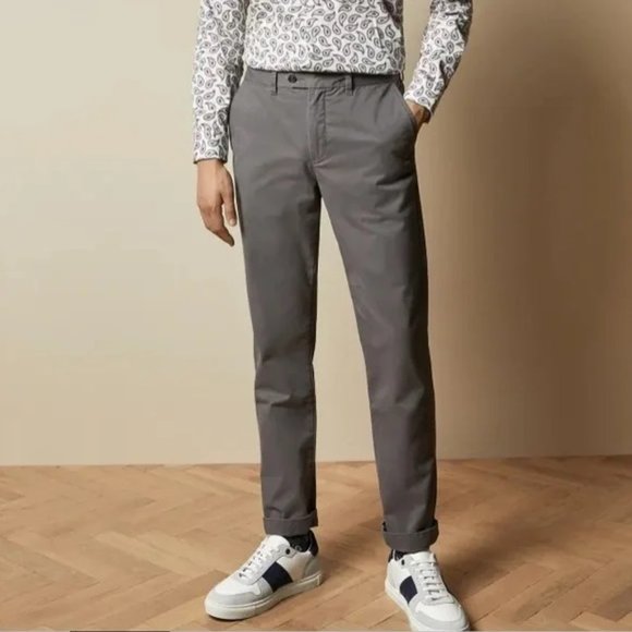 NWT Ted Baker London Mens Classic Fit 100% Cotton Chino Gray Size 34R $159 II276 - Picture 1 of 2